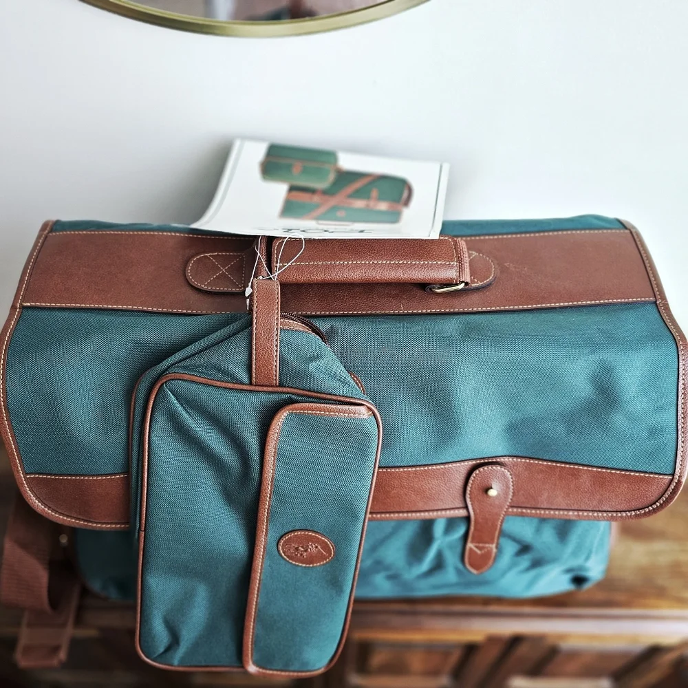 POLO RALPH LAUREN Vintage Teal Travel Weekender Bag Set New Old Stock